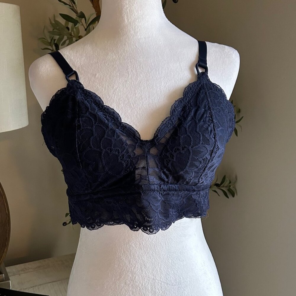 Aerie Navy Blue Bralette with Silver Accents - Size XL NWT